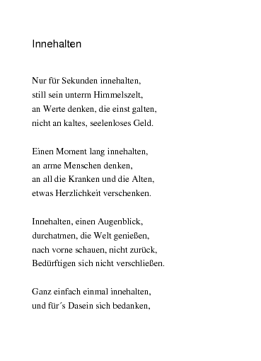 Nach vorne schauen gedicht